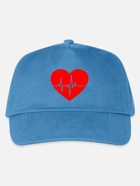 Herzschlag-Design mit EKG-Linie - Kinder Basecap - Pfauenblau