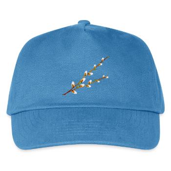 Zarte Palmkätzchen Zweige – Frühlingsmotiv - Kinder Basecap - Pfauenblau - Vorne