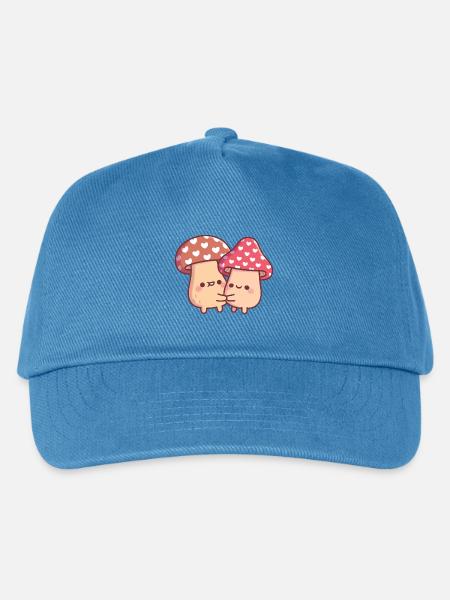 Süßes Umarmungs-Pilzpilz-Paar - Kinder Basecap - Pfauenblau