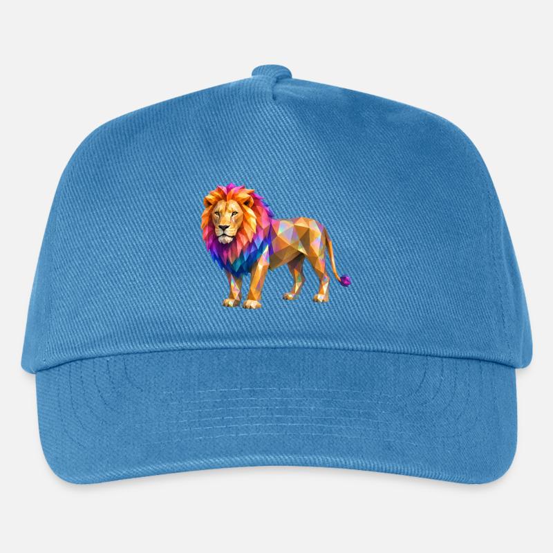Polygonlöwe Farbexplosion - Kinder Basecap - Pfauenblau