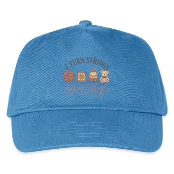 Ich Verwandle Fäden In Dinge Häkeln Garn Hut Bär - Kinder Basecap - Pfauenblau - Vorne