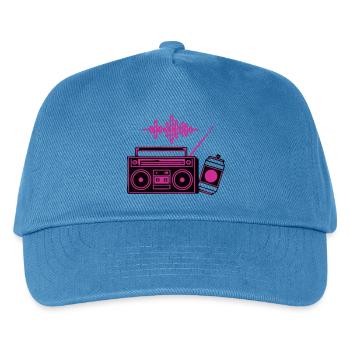 Neon Boombox Radio Grafik - Kinder Basecap - Pfauenblau - Vorne