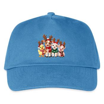 Niedliche Weihnachtstiere mit Rentiergeweih - Kinder Basecap - Pfauenblau - Vorne