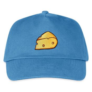 Sonnenbeschienene Käsescheibe Aquarell - Kinder Basecap - Pfauenblau - Vorne