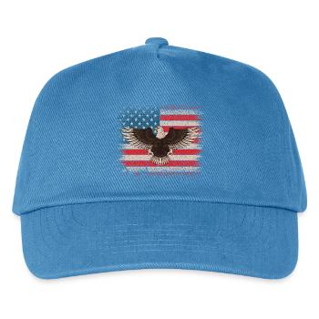 Weißkopfseeadler USA Flagge Amerikanischer Adler  - Kinder Basecap - Pfauenblau - Vorne