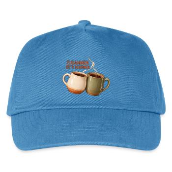 Zusammen ist's schöner - Zwei Kaffeetassen - Kinder Basecap - Pfauenblau - Vorne