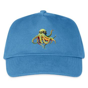 Neon-Oktopus  - Kinder Basecap - Pfauenblau - Vorne