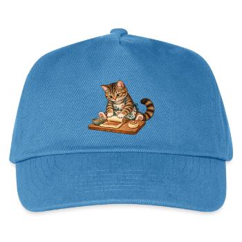 Katze rollt Zimtschnecken - Kinder Basecap - Pfauenblau - Vorne