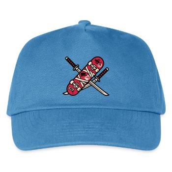 Skateboard Katana Wappen Logo - Kinder Basecap - Pfauenblau - Vorne