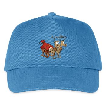 Der Schlitten des Weihnachtsmanns mit zwei Rentieren. - Kinder Basecap - Pfauenblau - Vorne