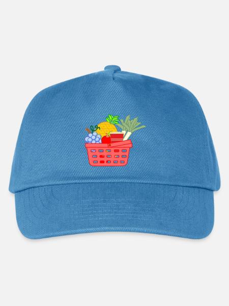 Einkaufskorb mit Obst und Gemüse - Kinder Basecap - Pfauenblau