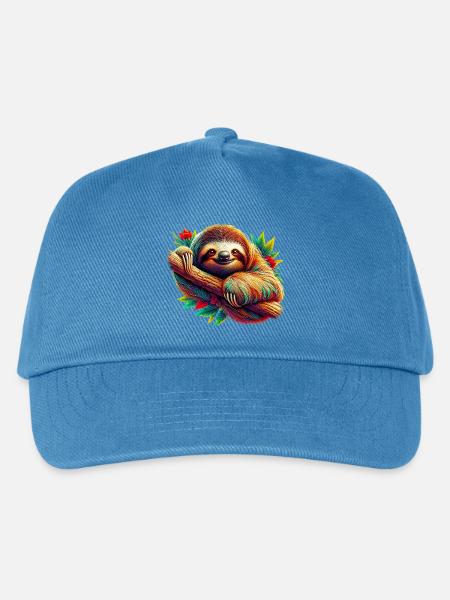 Faultier - Kinder Basecap - Pfauenblau