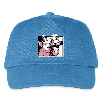 Piggy with Party and Celebration Bottle - Kids’ Baseball Cap - peacock-blue - Front