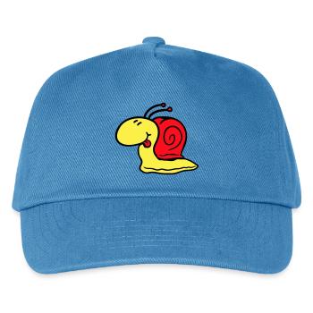 Schnecke frech Zunge rausstrecken schnell klein - Kinder Basecap - Pfauenblau - Vorne
