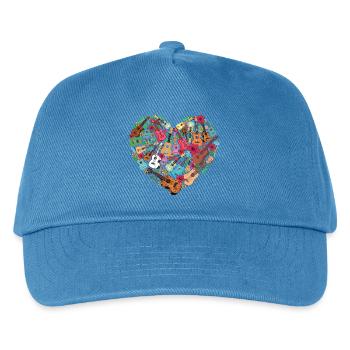 Hawaiian Ukulele Uke Heart - Kids’ Baseball Cap - peacock-blue - Front