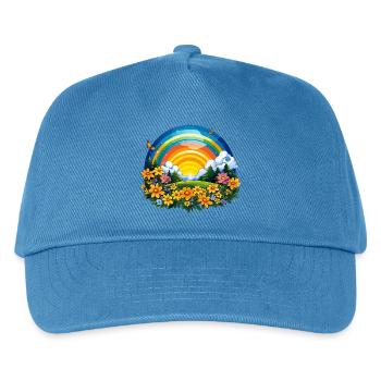 Blühender Regenbogen am Sonnenaufgang - Kinder Basecap - Pfauenblau - Vorne
