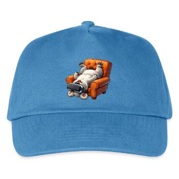 Hund mit VR Brille im Sessel - Kinder Basecap - Pfauenblau - Vorne