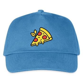Pizza Stück Italien Essen Pizzeria Foodie - Kinder Basecap - Pfauenblau - Vorne