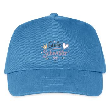 Große Schwester Herz Krone Design - Kinder Basecap - Pfauenblau - Vorne