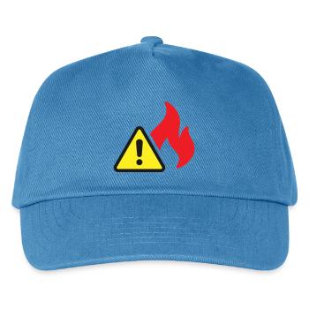 Brandwarnung Flammenschutzsymbol mit festem Symbol - Kinder Basecap - Pfauenblau - Vorne