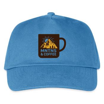 Berge Kaffee Tasse Abzeichen - Kinder Basecap - Pfauenblau - Vorne