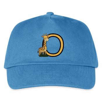 Giraffe and Oval Letter O Cartoon Design - Kids’ Baseball Cap - peacock-blue - Front