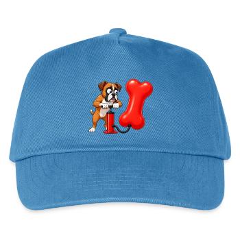 Boxerhund pumpt riesigen Knochenballon - Kinder Basecap - Pfauenblau - Vorne
