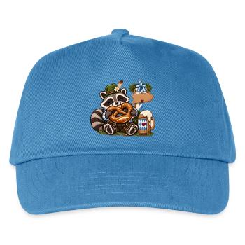 Waschbär mit Brezel und Trachtenhut  - Kinder Basecap - Pfauenblau - Vorne