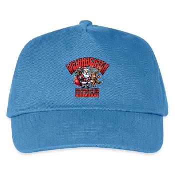 Weihnachtsausraster mit Weihnachtsmann & Rentier - Kinder Basecap - Pfauenblau - Vorne