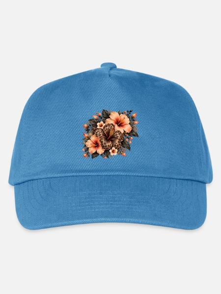 Leopardblüten Tropenbouquet - Kinder Basecap - Pfauenblau