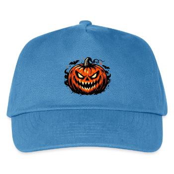 Grimmiges Kürbisgesicht Halloween - Kinder Basecap - Pfauenblau - Vorne