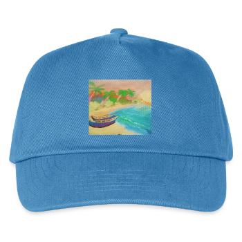 Insellandschaftsstrand und heißer Sand - Kinder Basecap - Pfauenblau - Vorne