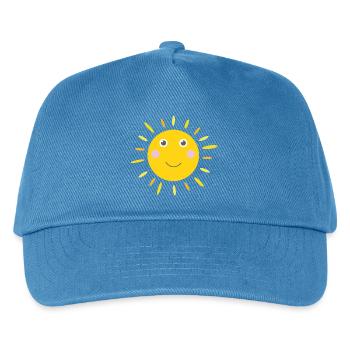Lächelndes Sonnenscheingesicht - Kinder Basecap - Pfauenblau - Vorne