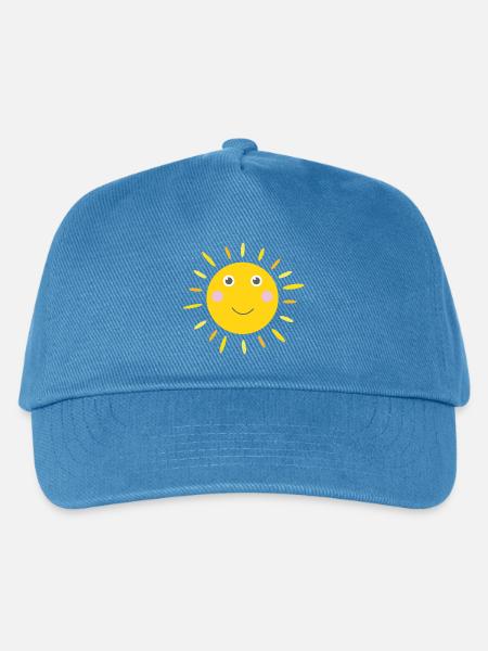 Lächelndes Sonnenscheingesicht - Kinder Basecap - Pfauenblau