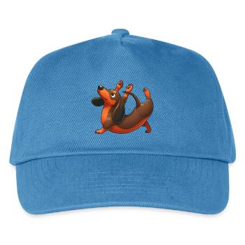 Dackel Yoga Übungen & Gymnastik Dehnung - Kinder Basecap - Pfauenblau - Vorne