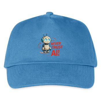Never Trust AI - Kids’ Baseball Cap - peacock-blue - Front