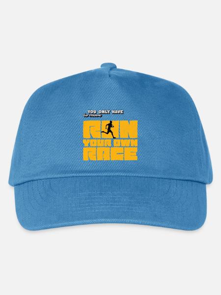 Run Your Own Race – Motivationsshirt Running - Kinder Basecap - Pfauenblau