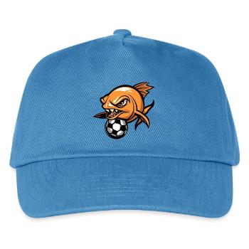 Piranha mit Ball - Kinder Basecap - Pfauenblau - Vorne