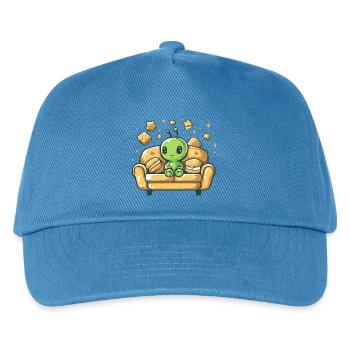 Kuscheliger Alien auf sonnigem Sofa - Kinder Basecap - Pfauenblau - Vorne