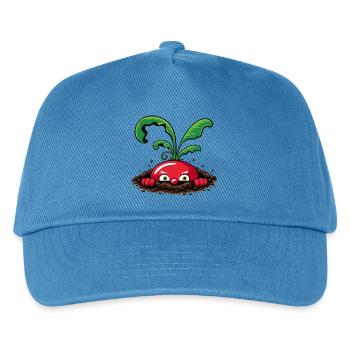 Neugieriges Radieschen aus der Erde  - Kinder Basecap - Pfauenblau - Vorne