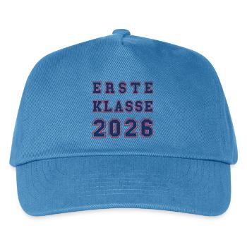 ERSTE KLASSE 2026 - Einschulung Schulkind rot blau - Kinder Basecap - Pfauenblau - Vorne