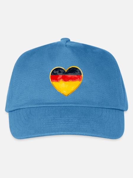Deutsche Flagge Herz Design - Kinder Basecap - Pfauenblau
