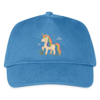 Zauberhaftes Einhorn mit Regenbogenmähne - Kinder Basecap - Pfauenblau - Vorne