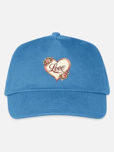 Retro Herz Liebe und Rosen - Kinder Basecap - Pfauenblau