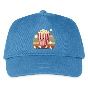 Süßer Popcorn Eimer Retro Filmabend Motiv - Kinder Basecap - Pfauenblau - Vorne