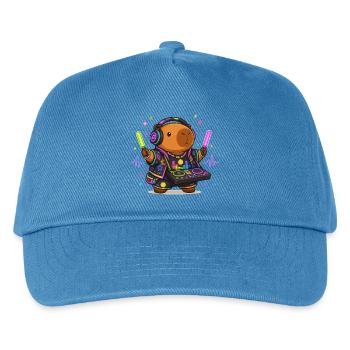  Capybara Dj Rave Party Musik - Kinder Basecap - Pfauenblau - Vorne