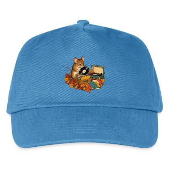 Maus sammelt Schallplatten - Kinder Basecap - Pfauenblau - Vorne