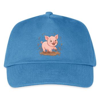 Matschspaß Schweinchen - Kinder Basecap - Pfauenblau - Vorne