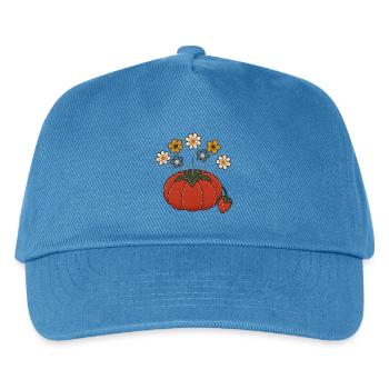 Blütenkopf-Nadeln in einem Tomatennadelkissen - Kinder Basecap - Pfauenblau - Vorne