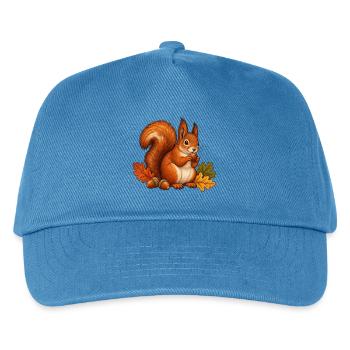 Eichhörnchen mit Haselnuss - Kinder Basecap - Pfauenblau - Vorne